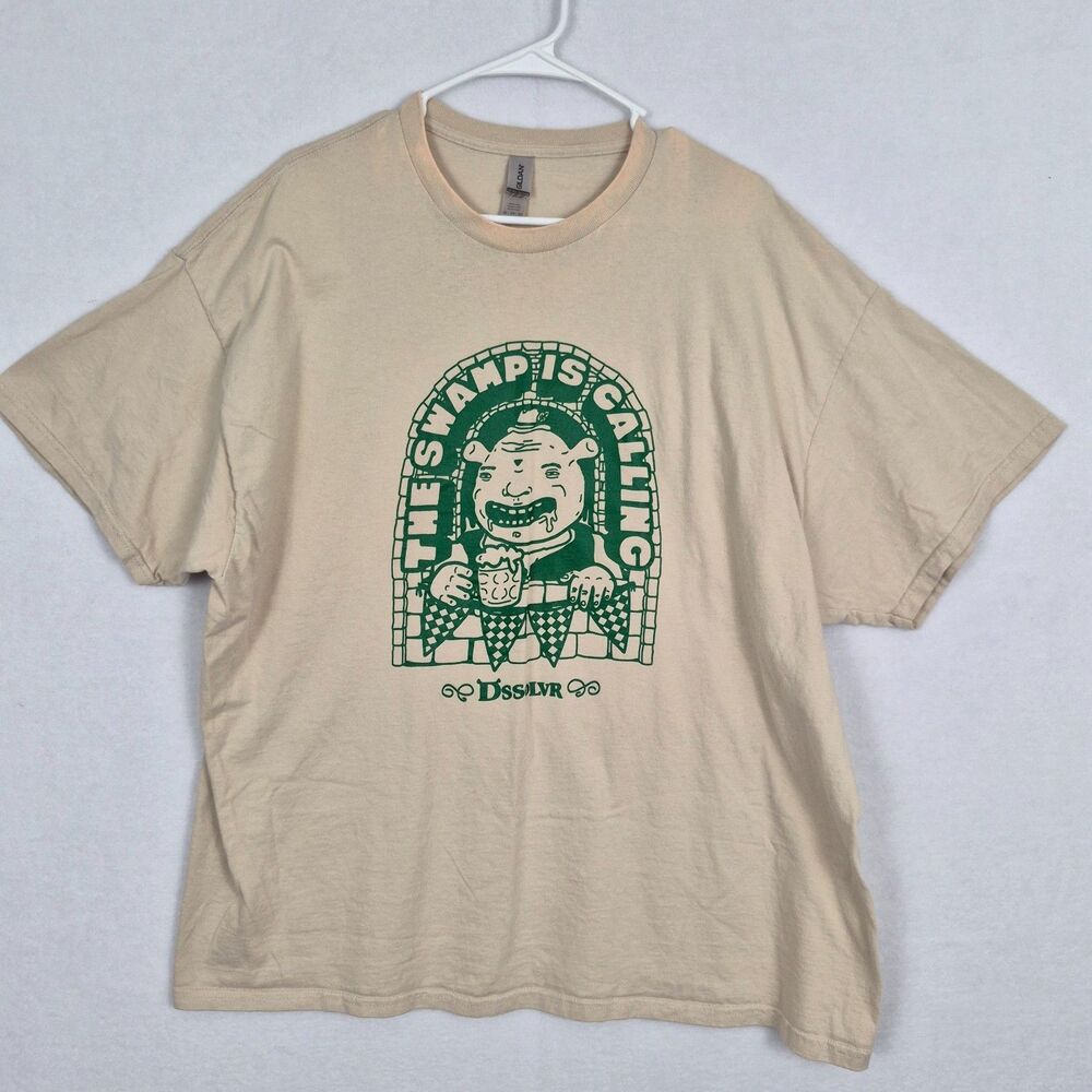 Shrektoberfest The Swamp is Calling 2x Tan Shrek DSSLVR T shirt Casual Grunge